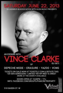 VINCE CLARKE (ERASURE) - Velvet Underground, Toronto (2013)